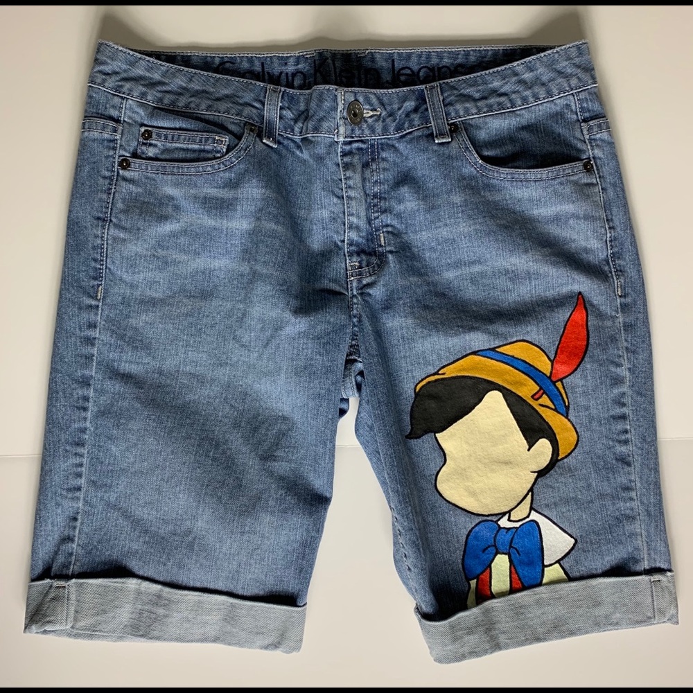 Pinocchio Custom Hand Painted Jean Shorts